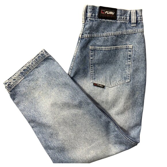 FUBU Light Wash Relaxed‎ 90’s VTG Baggy Y2K Fit Denim Jeans Mens Size 40" X 34" - Picture 1 of 14